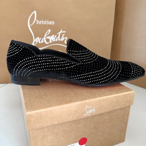 Christian Louboutin Dandy Chick Orlato Flat VelvetLoafer Shoe with Crystal Inlay - Picture 11 of 16